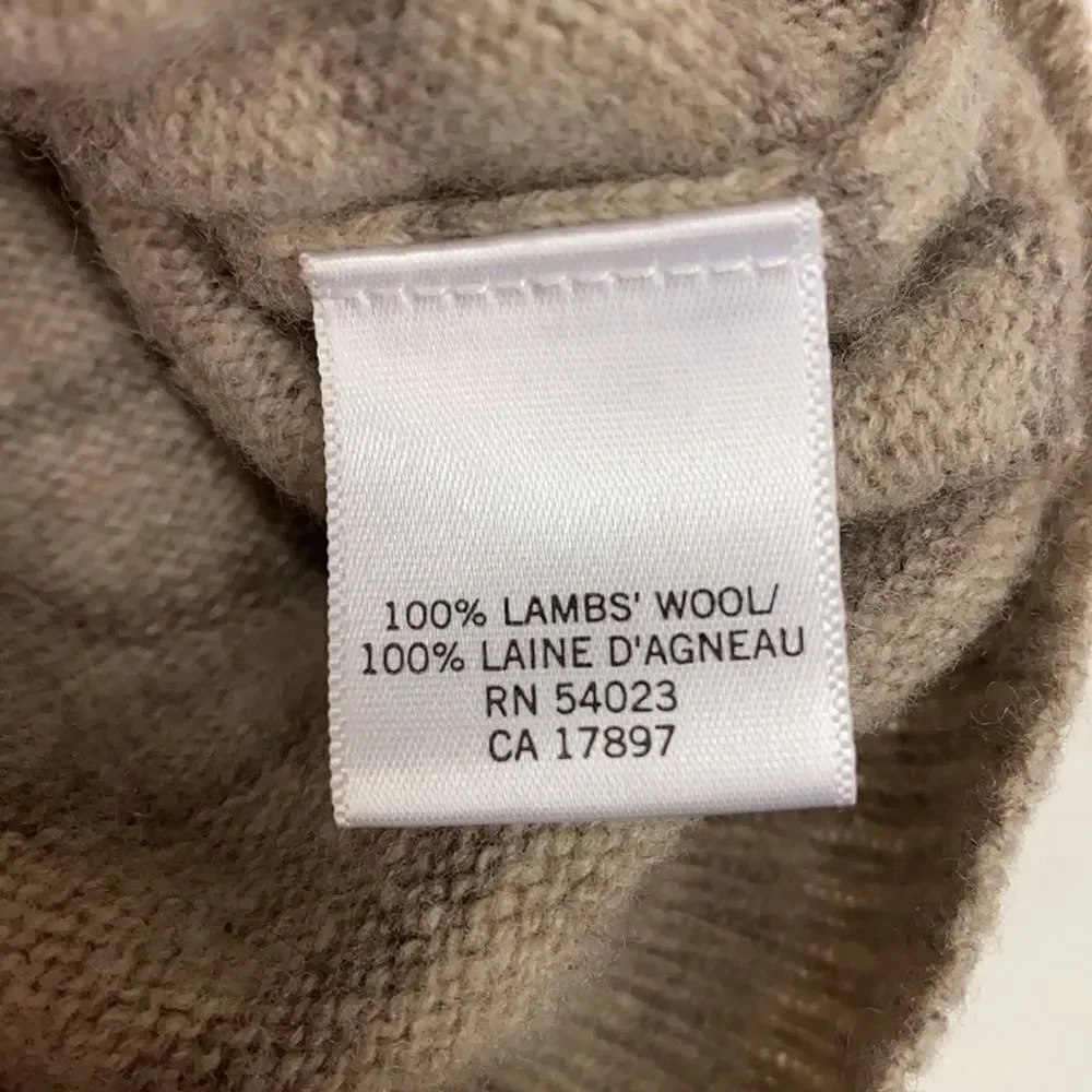 Banana Republic sweater Half Zip 100% Lamb's wool  Beige XXL C14‎